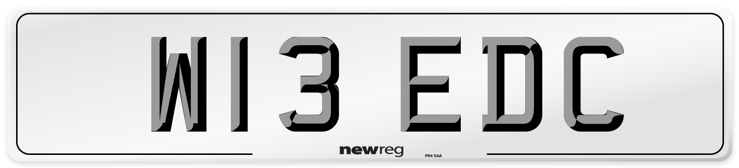 W13 EDC Number Plate from New Reg